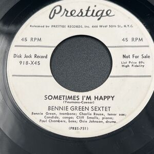 Bennie Green Sextet 45 Vinyl Sometimes I'm Happy &Say Jack PROMO Prestige 918X45